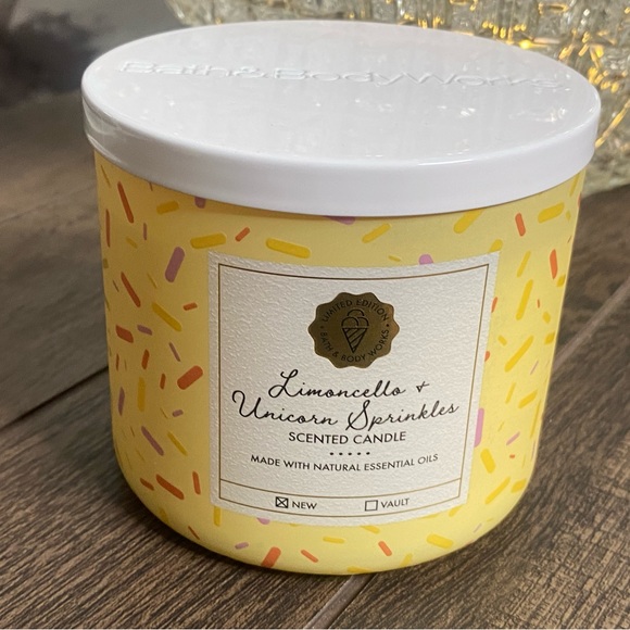 Limoncello & Unicorn Sprinkles Bath & Body Works 3 Wick Candle - Picture 7 of 7